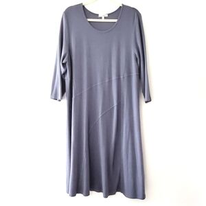 Kleen Cotton Modal A-line Dress Size 1X Lagenlook Soft Relaxed Fit Pullover Midi